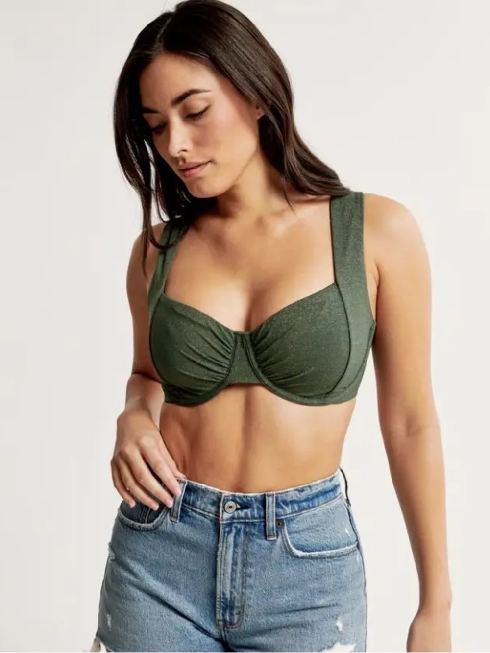 Abercrombie & Fitch Olive Green Swim top size L Curve Love